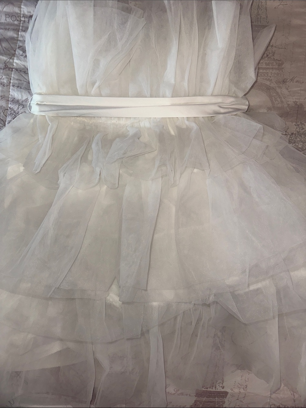 White Tulle dress satin belt